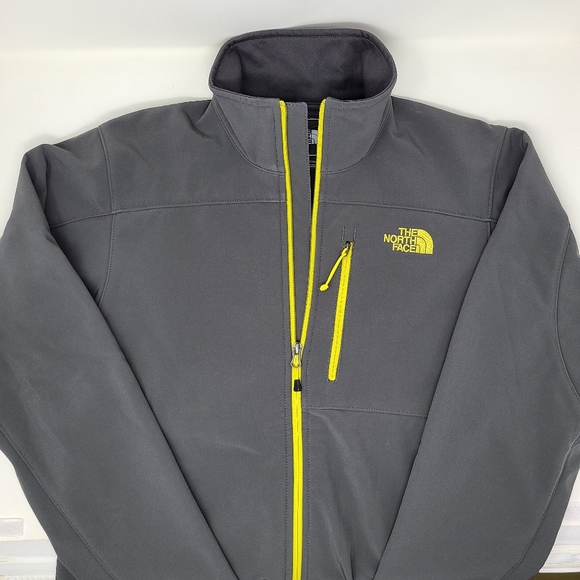 The North Face Apex Bionic Softshell Jacket Gray Yellow Mens
